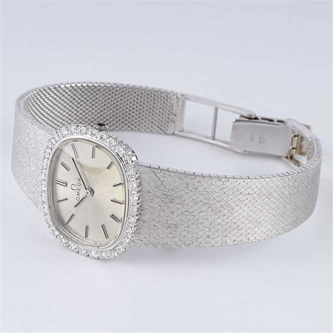 omega men's diamond white gold watch